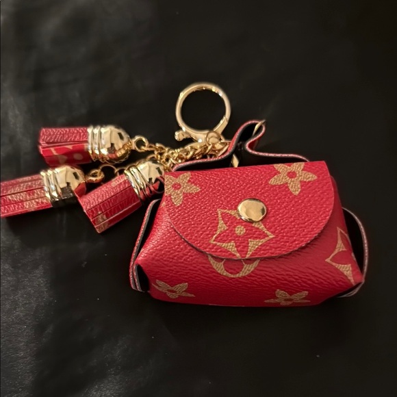 Red Mini Bag Keychain with Gold Accents - Picture 1 of 1